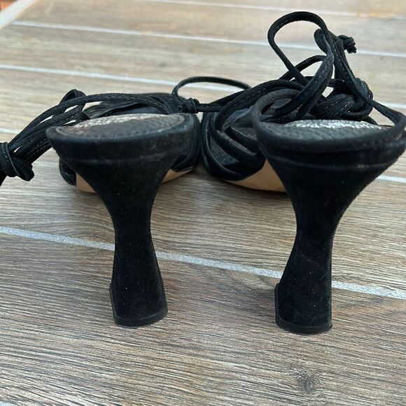 Vince Camuto‎ black suede Roselian ankle wrap heels sandals size 7 - Picture 4 of 7